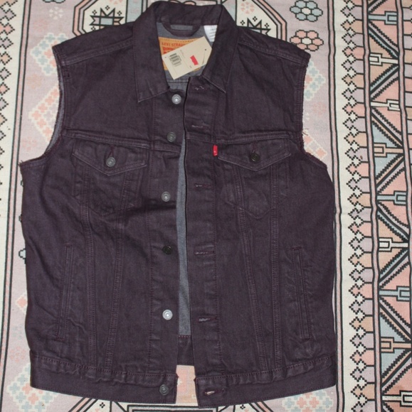 purple denim vest